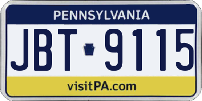 PA license plate JBT9115