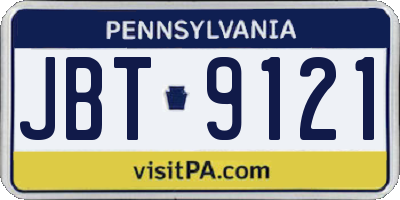 PA license plate JBT9121