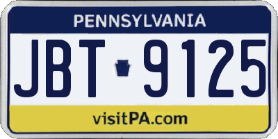 PA license plate JBT9125