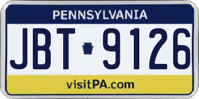 PA license plate JBT9126