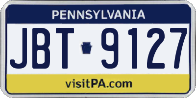 PA license plate JBT9127