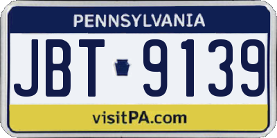 PA license plate JBT9139