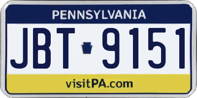 PA license plate JBT9151