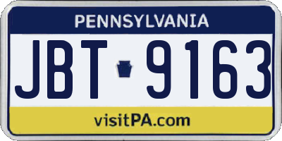 PA license plate JBT9163