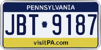 PA license plate JBT9187