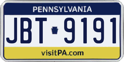 PA license plate JBT9191