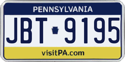 PA license plate JBT9195