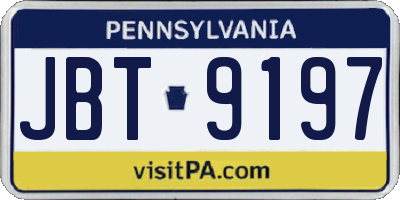 PA license plate JBT9197
