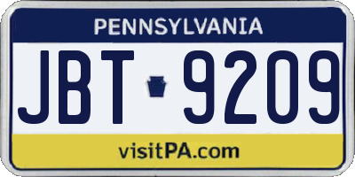 PA license plate JBT9209