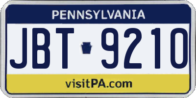 PA license plate JBT9210
