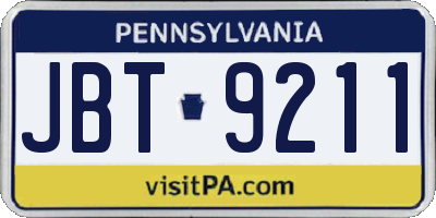 PA license plate JBT9211