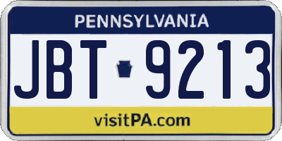 PA license plate JBT9213