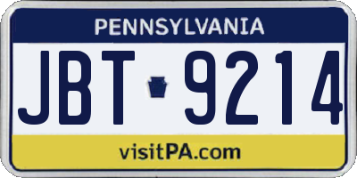 PA license plate JBT9214