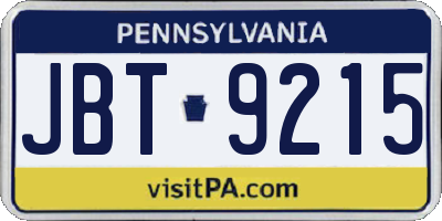 PA license plate JBT9215