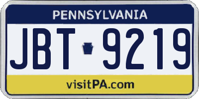 PA license plate JBT9219