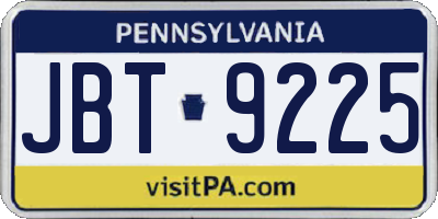 PA license plate JBT9225