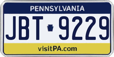PA license plate JBT9229