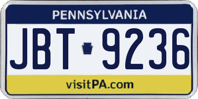 PA license plate JBT9236