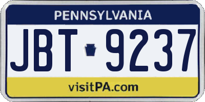 PA license plate JBT9237
