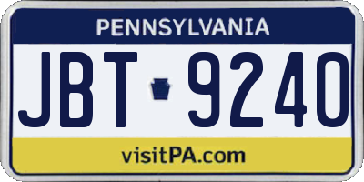 PA license plate JBT9240