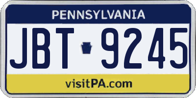 PA license plate JBT9245