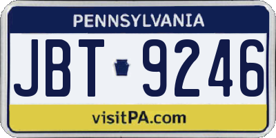 PA license plate JBT9246
