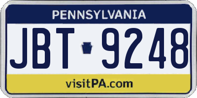 PA license plate JBT9248