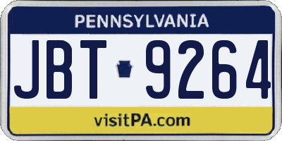 PA license plate JBT9264