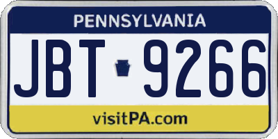 PA license plate JBT9266