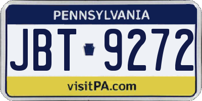 PA license plate JBT9272