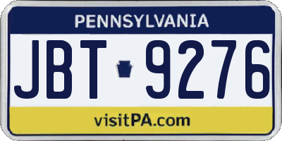 PA license plate JBT9276