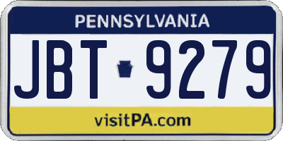 PA license plate JBT9279
