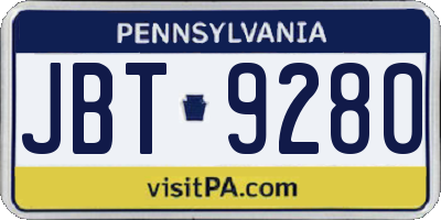 PA license plate JBT9280