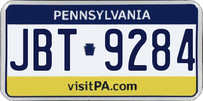PA license plate JBT9284
