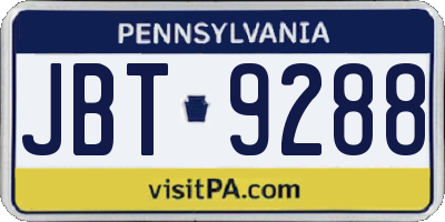 PA license plate JBT9288
