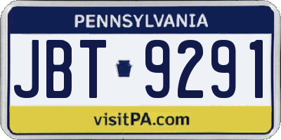 PA license plate JBT9291