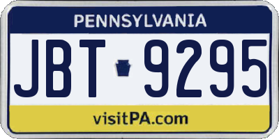 PA license plate JBT9295