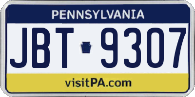PA license plate JBT9307