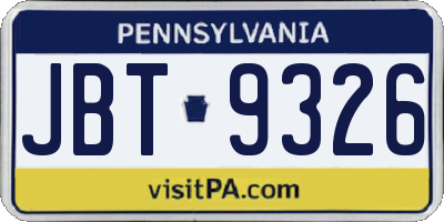 PA license plate JBT9326