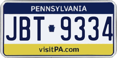 PA license plate JBT9334