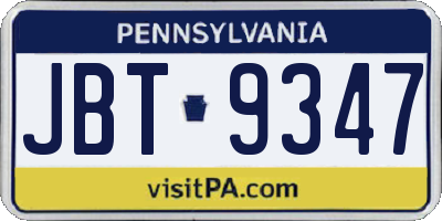 PA license plate JBT9347