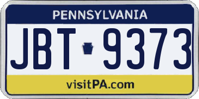 PA license plate JBT9373