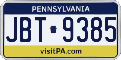 PA license plate JBT9385