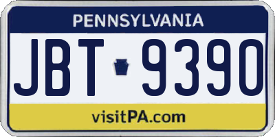 PA license plate JBT9390