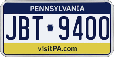 PA license plate JBT9400