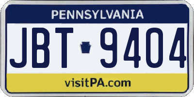 PA license plate JBT9404