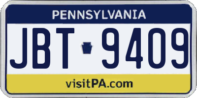 PA license plate JBT9409