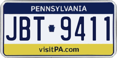 PA license plate JBT9411