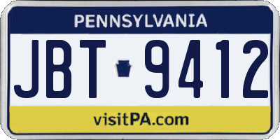 PA license plate JBT9412