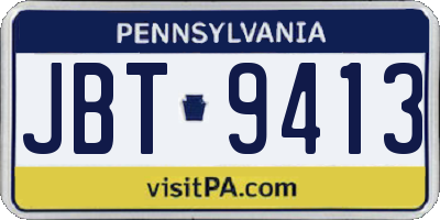 PA license plate JBT9413